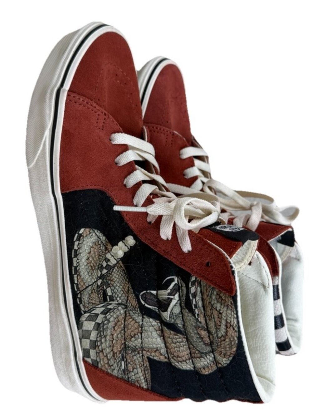 Vans Rattlesnake Desert Snake 721356 Mens 9 Women 10.5 Sneakers Red High Top EUC